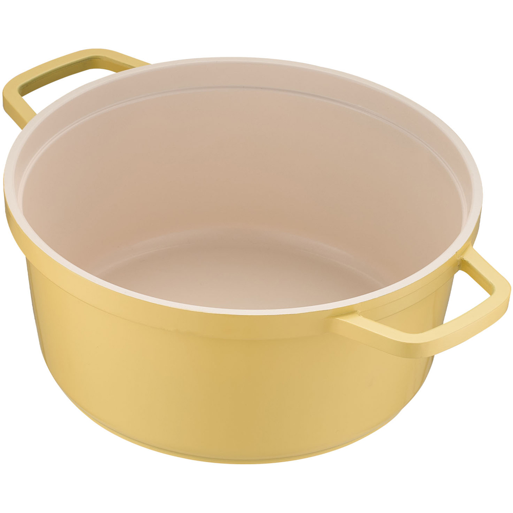Living and Home 2.75L Yellow Ceramic Dutch Oven Round Cooking Pot with Lid Image 3