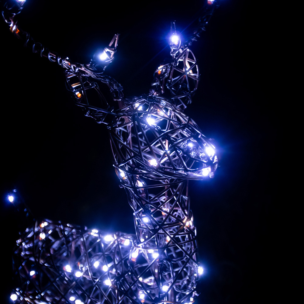 The Christmas Centre 90 LED Brown Wicker Light-Up Small Stag Reindeer 60cm Image 3