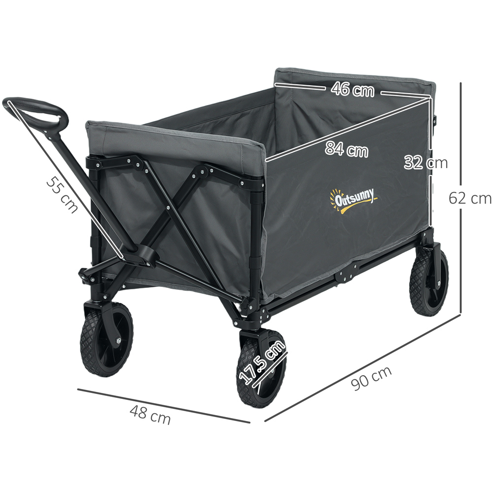 Outsunny 120L Grey Folding Collapsible Wagon with Adjustable Handle Image 7