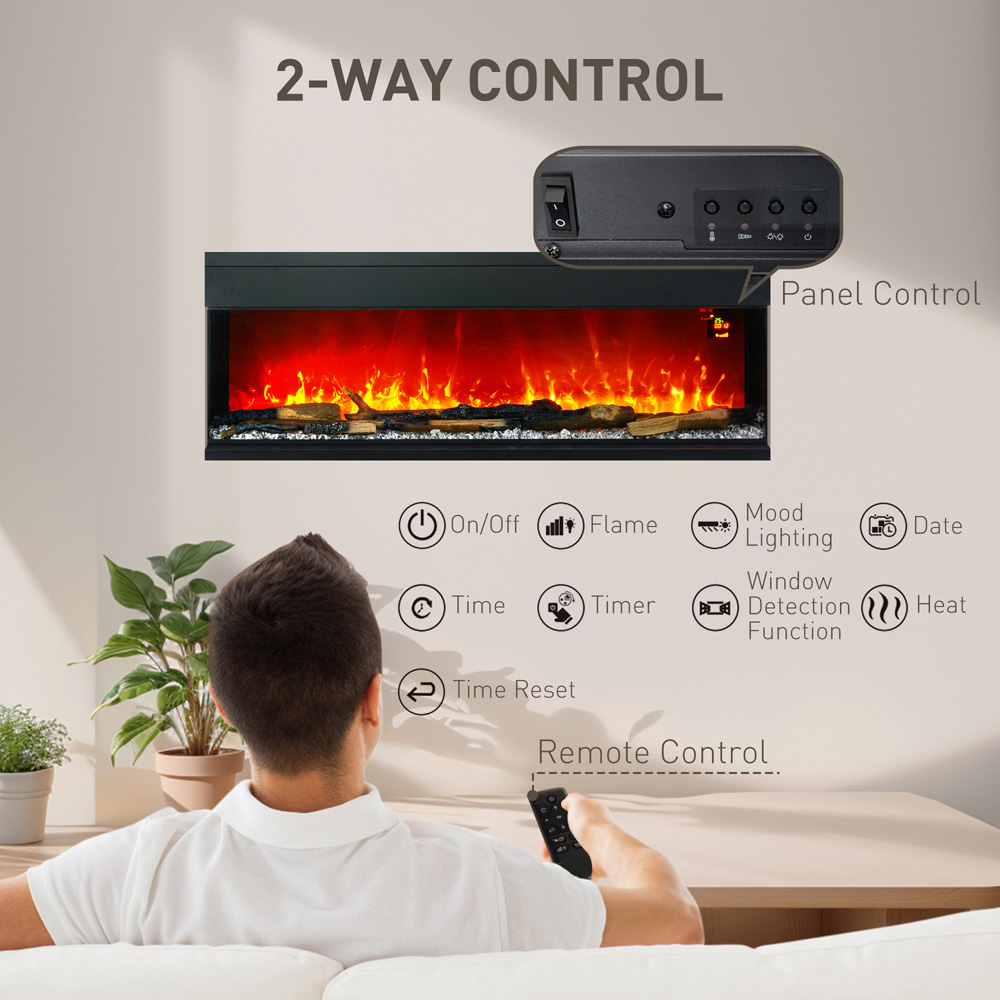 HOMCOM Electric Wall Mounted Fireplace with Remote 152.4cm Image 5