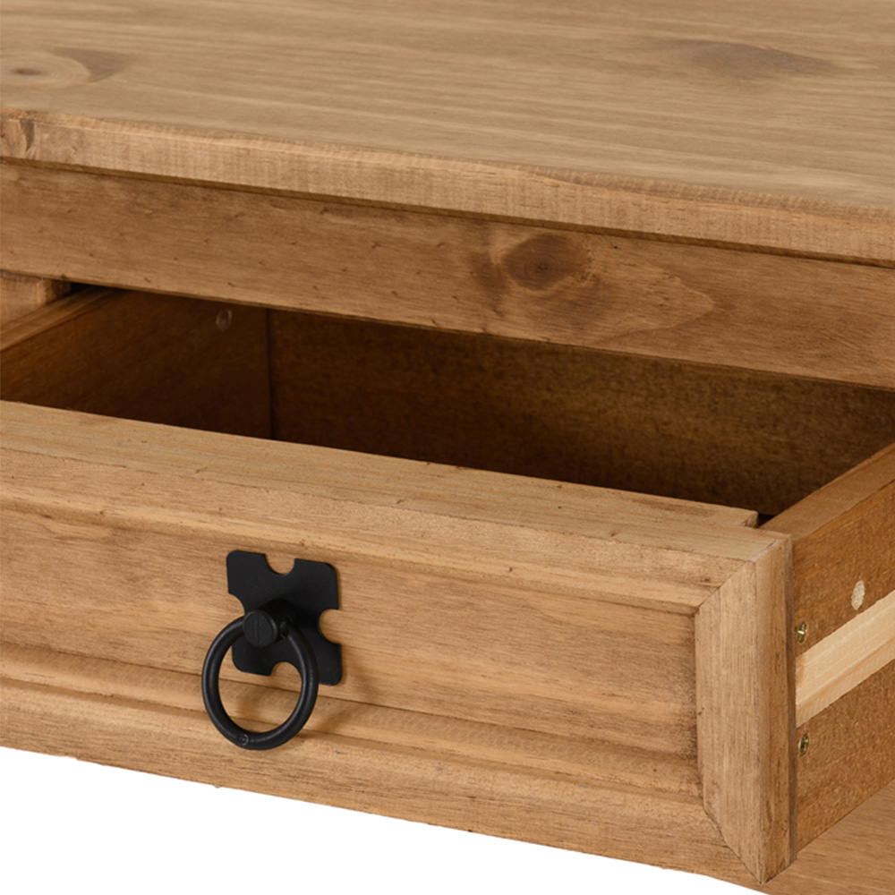 Seconique Corona 2 Drawer Single Shelf Distressed Waxed Pine Console Table Image 6