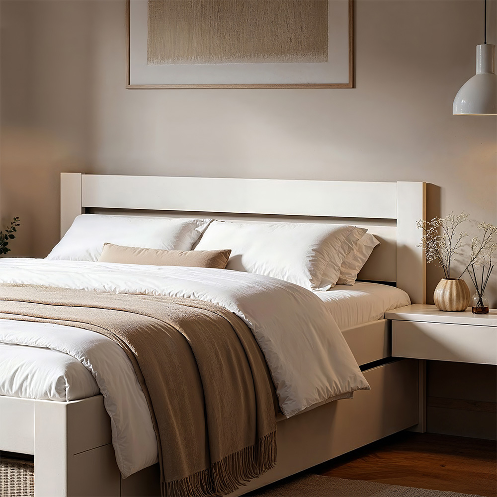 Noomi Pradis King Size White Wooden Storage Bed Image 4