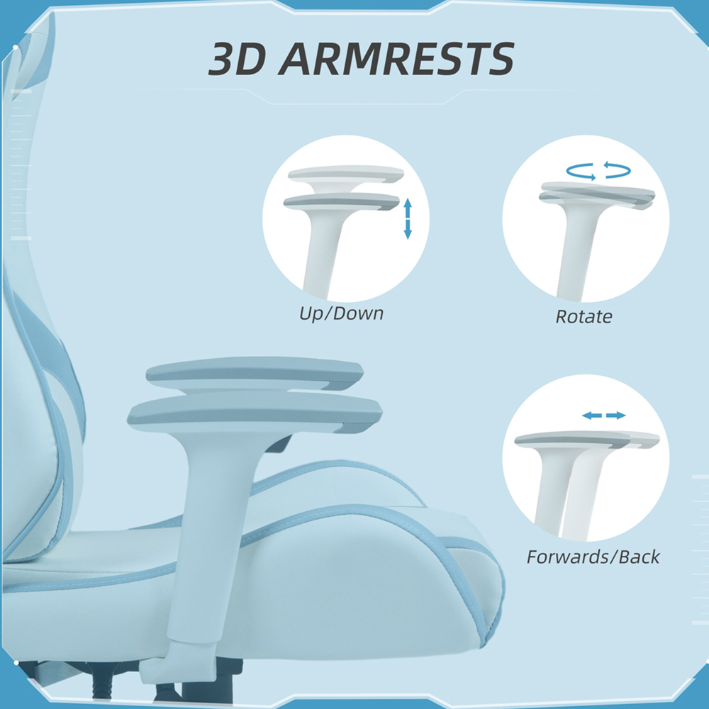 Portland Blue Faux Leather Adult Gaming Chair with 3D Armrests Image 8
