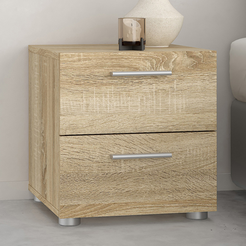 Florence 2 Drawer Oak Bedside Table Image 1