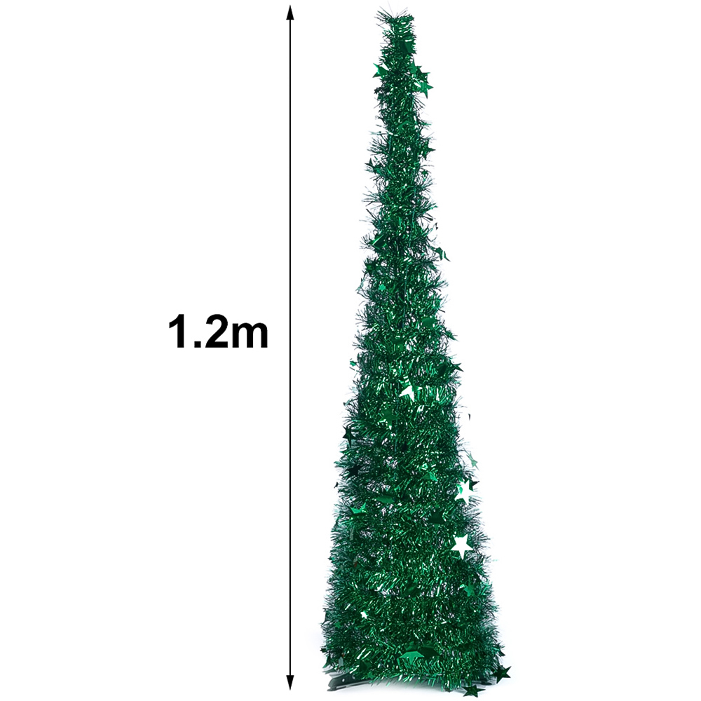 Living and Home Green Pop Up Tinsel Christmas Tree with Base 4ft Image 9