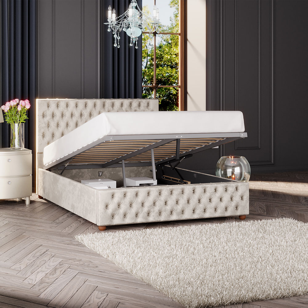 Laurence Llewelyn-Bowen Seren Small Double Pearl Mirazzi Velvet Ottoman Bed Image 2