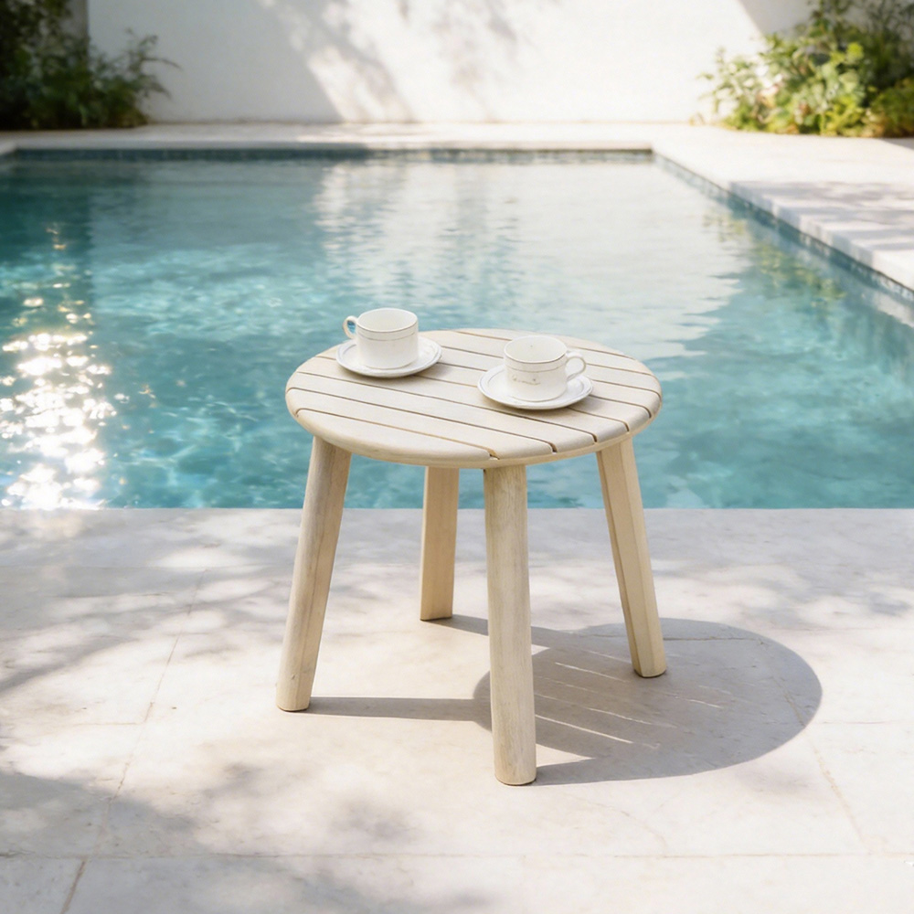 Direct Wicker Naturally Sanded Wooden Garden Side Table Image 5