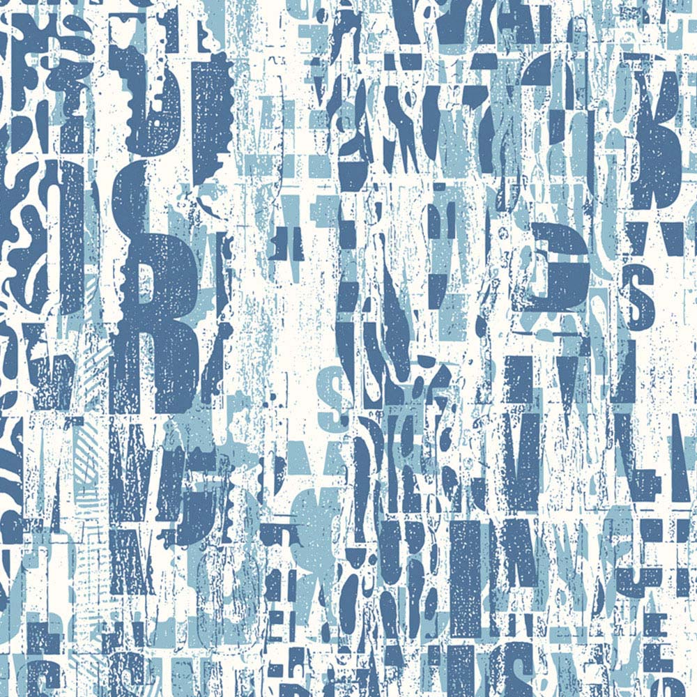 Origin Murals Letterpress Graffiti Blue Wall Mural Image 2