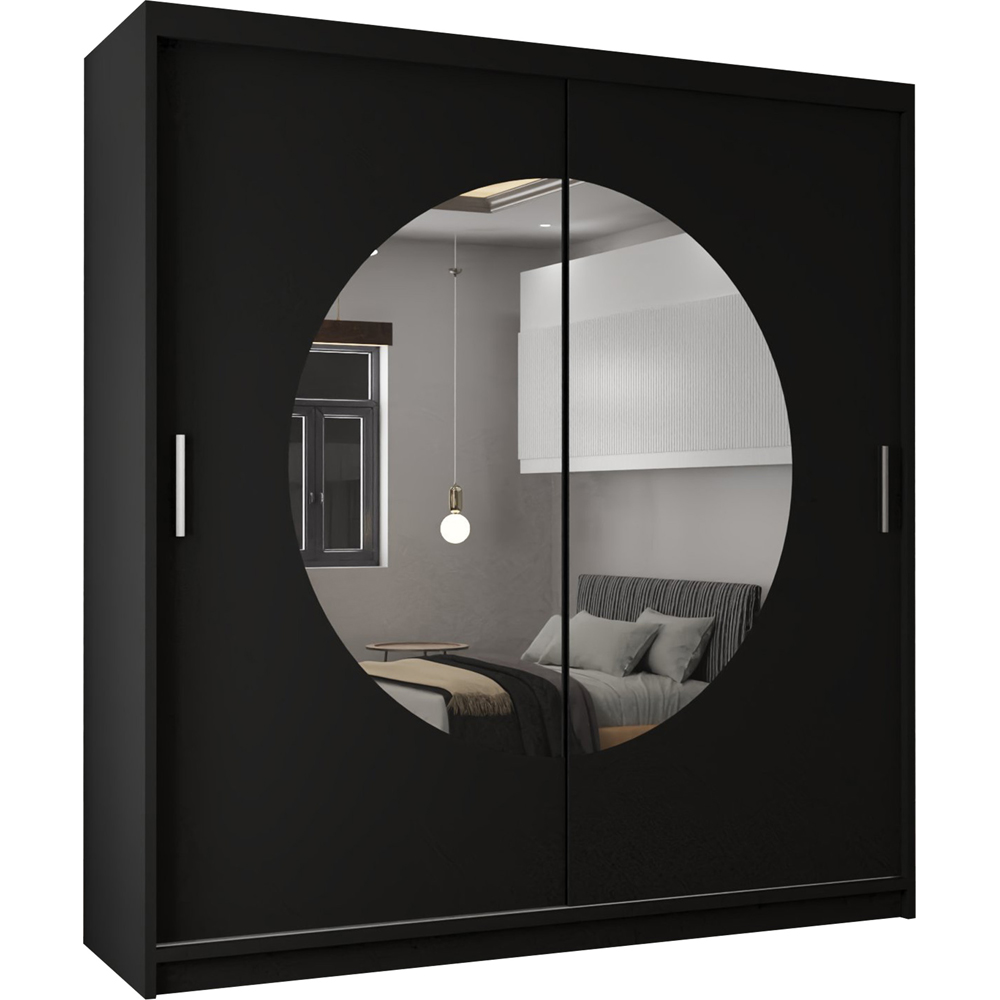 Sliding Wardrobes 4U Moon 2 Door Black Mirrored Wardrobe Image 2