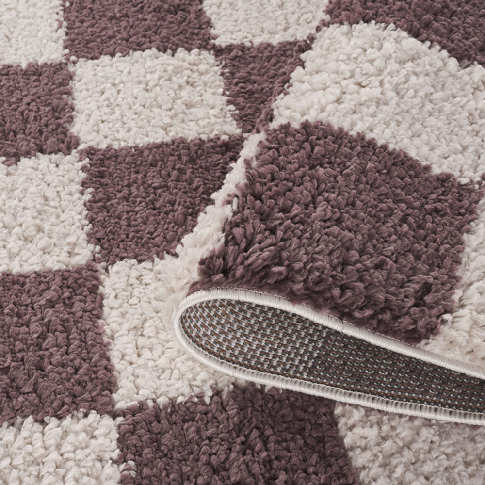 Desire Rugs Chester Lilac Shaggy Checkered Rug 120 x 170cm Image 4