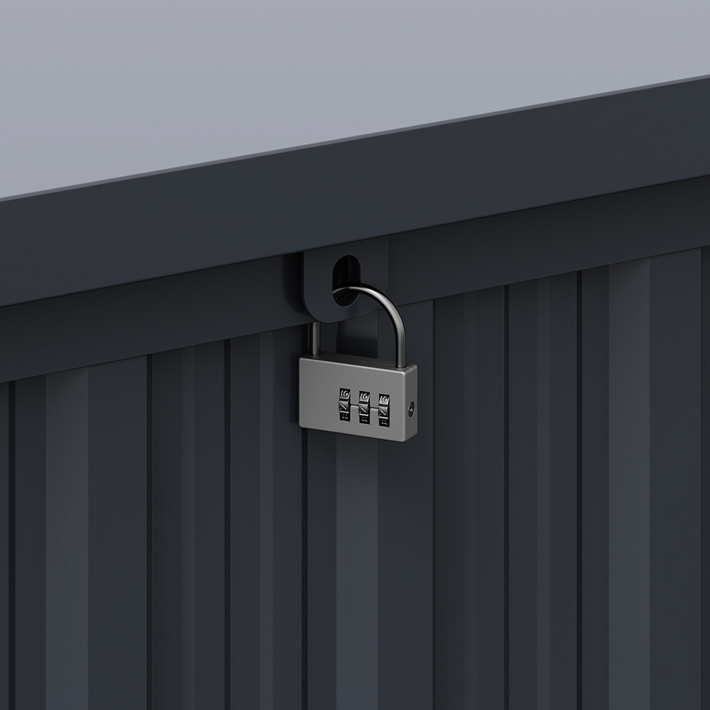 Living and Home Anthracite Waterproof Large Lockable Metal Storage Box with Wheels 550L Image 3