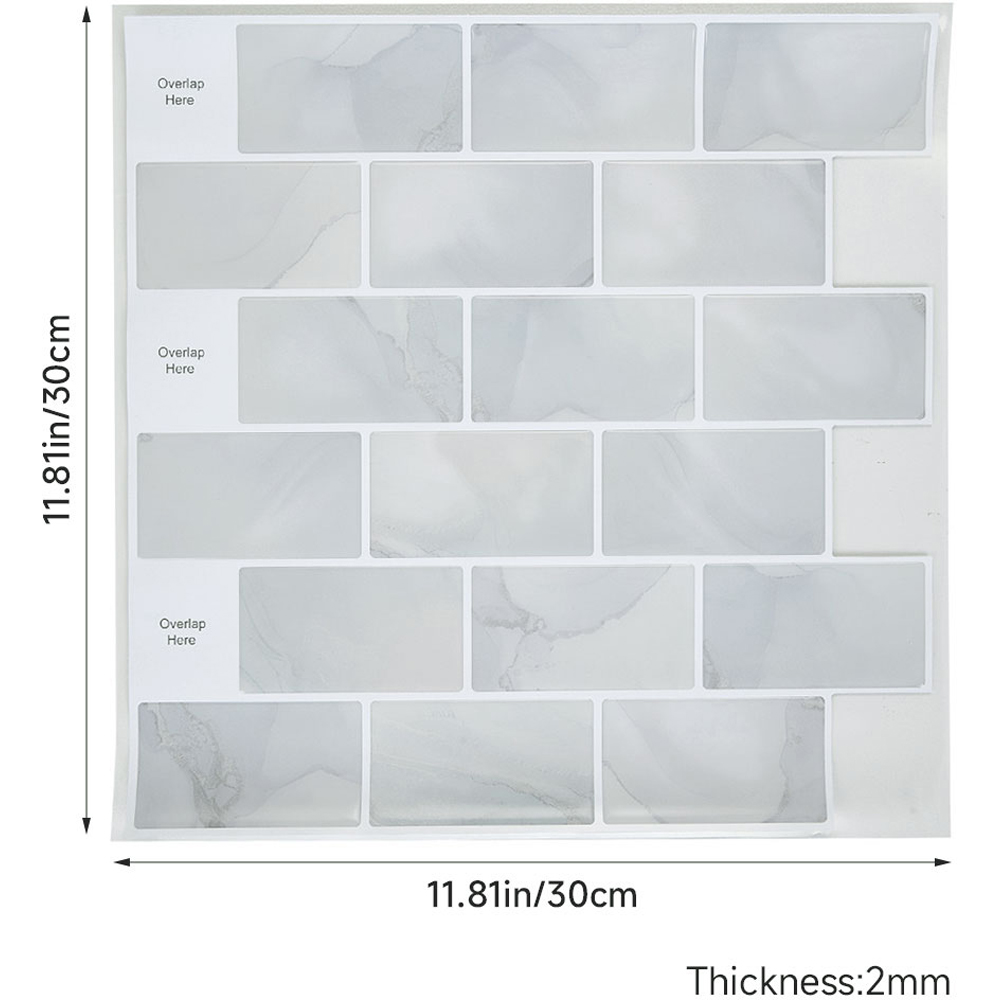 Living and Home Light Grey Marble Peel and Stick Wallpaper Tile 30 x 30cm 10 Pack Image 8