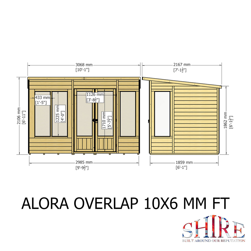 Shire GB Alora 10 x 6ft Pent Overlap Summerhouse Image 9