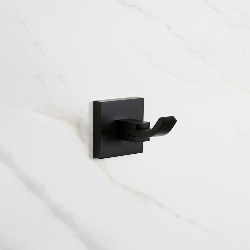 Bristan Solid Brass Matt Black Wall Mounted Square Robe Hook Image 2