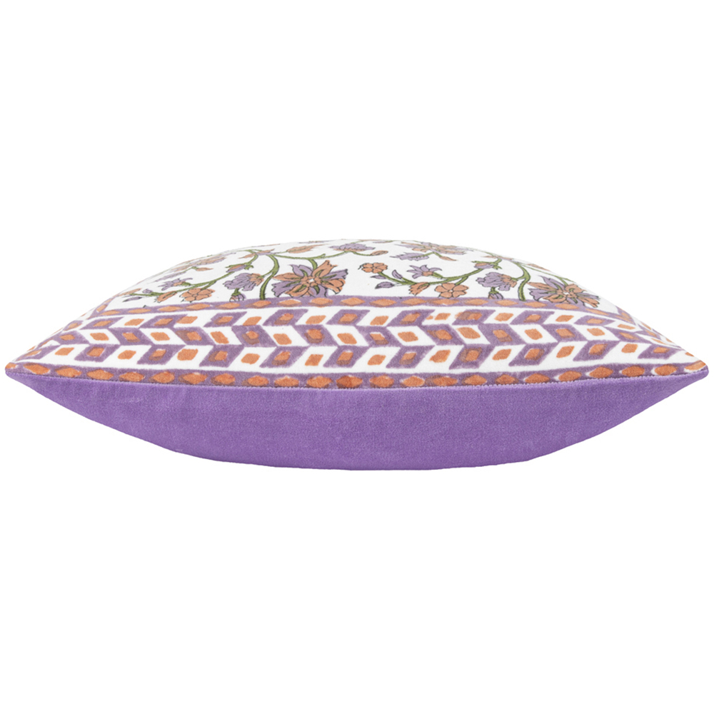 Paoletti Mentera Lilac Coral Floral Velvet Cushion Image 4