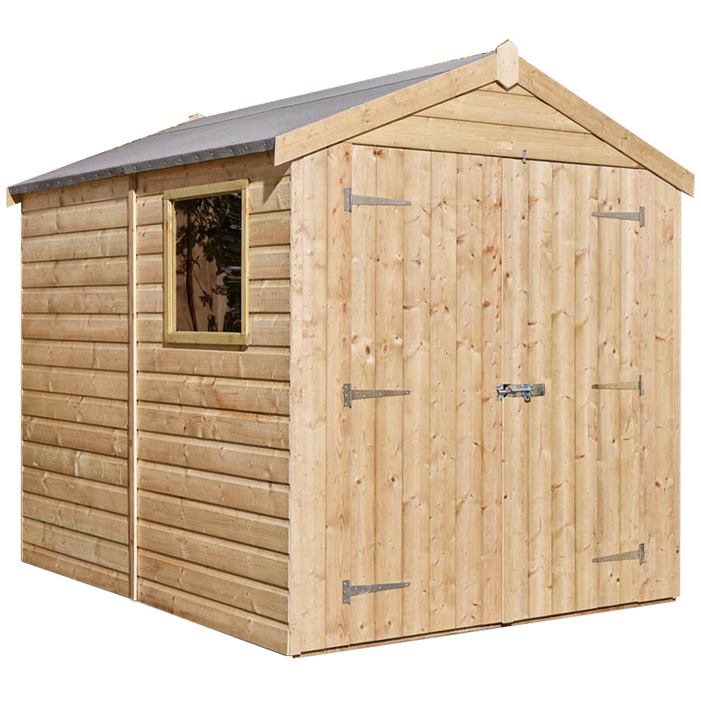 Rowlinson 8 x 6ft Double Door Shiplap Apex Shed with Window Image 1