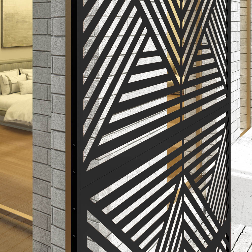 Outsunny Rhombus Black Outdoor Divider Privacy Panel with Stand Image 3