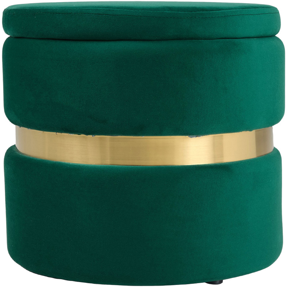 Living and Home Green Flannel Upholstered Storage Ottoman Image 2