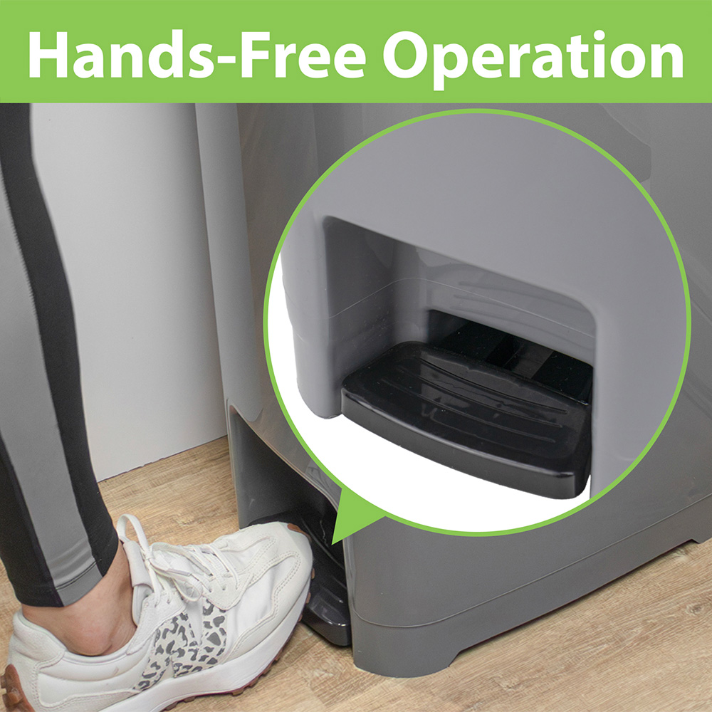 JVL Grey Plastic Slim Foot Pedal Bin with Lid and Handle 60L Image 6