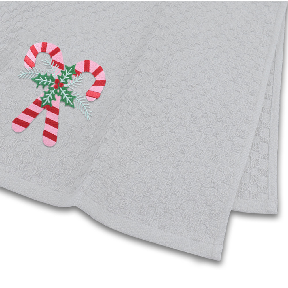 Noel Square Candy Canes White Tea Towel 3 Pack Image 5