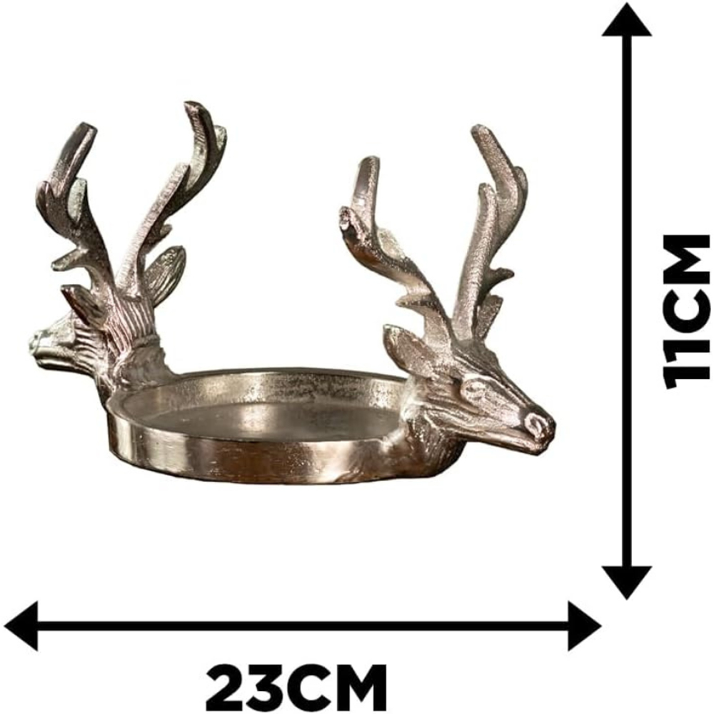 Marco Paul Silver Double Head Reindeer Candle Holder Image 9