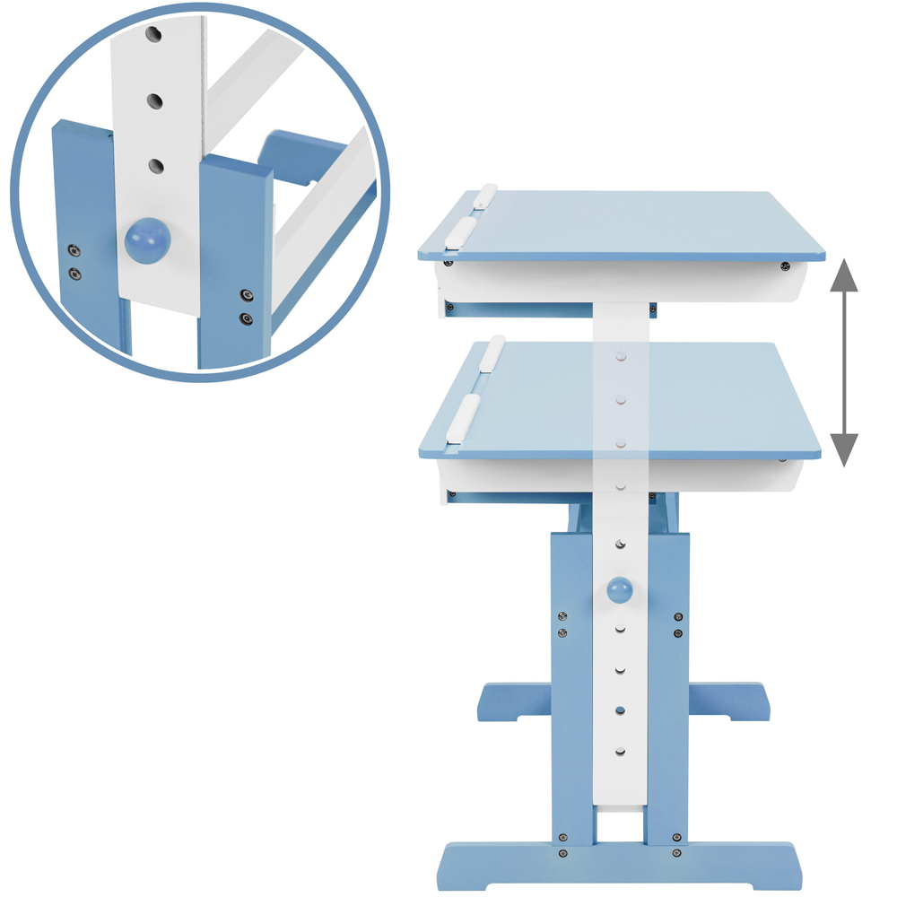 tectake 6 Drawer Blue Height Adjustable Kids Desk Image 4