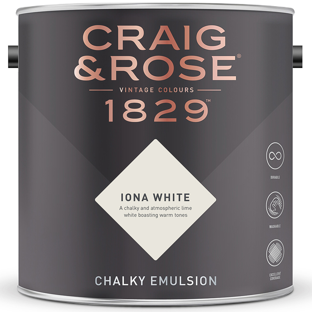Craig & Rose 1829 Vintage Walls and Ceilings Iona White Chalky Matt Emulsion Paint 2.5L Image 2