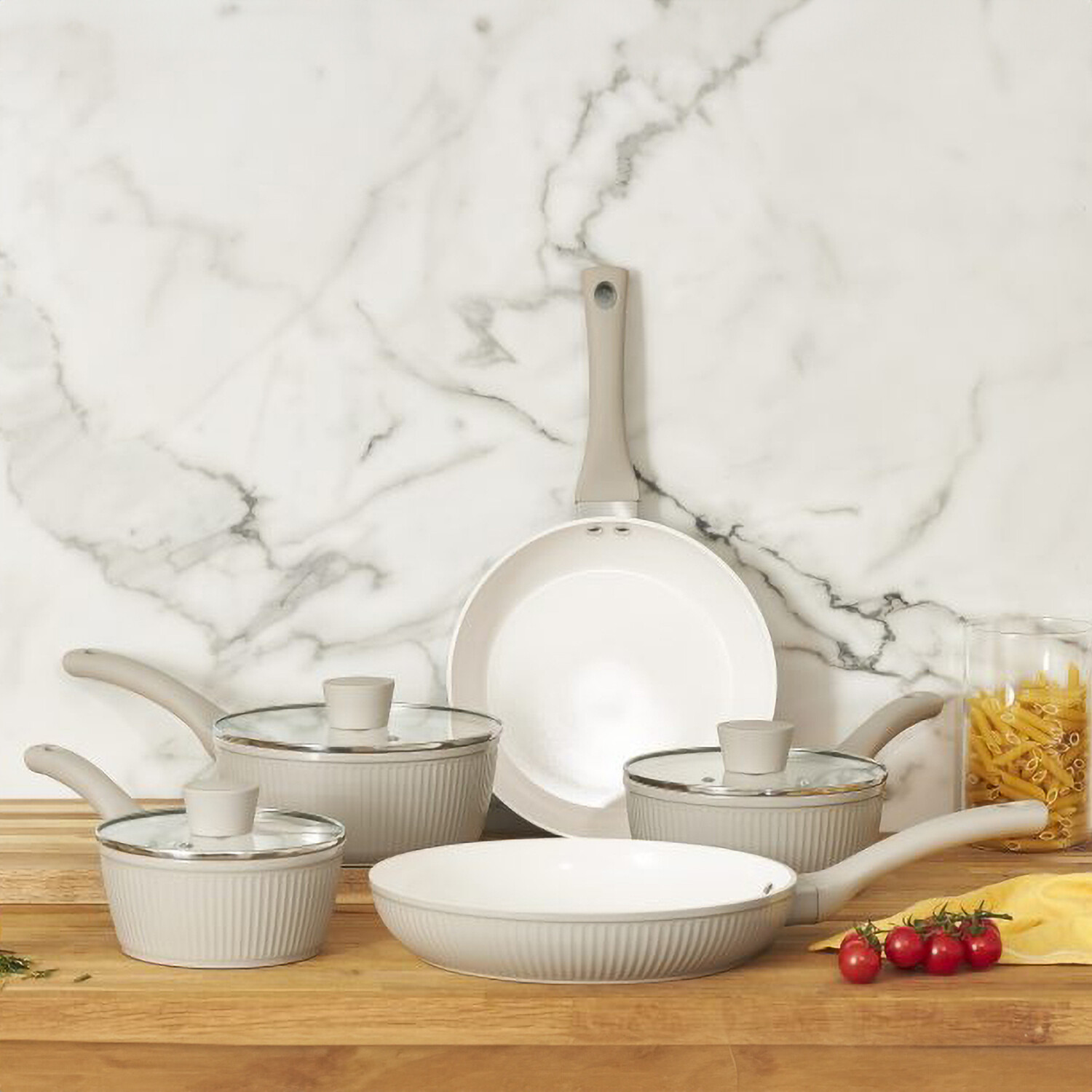 Haden 5 Piece Ribbed Cookware Set Grey Image 2