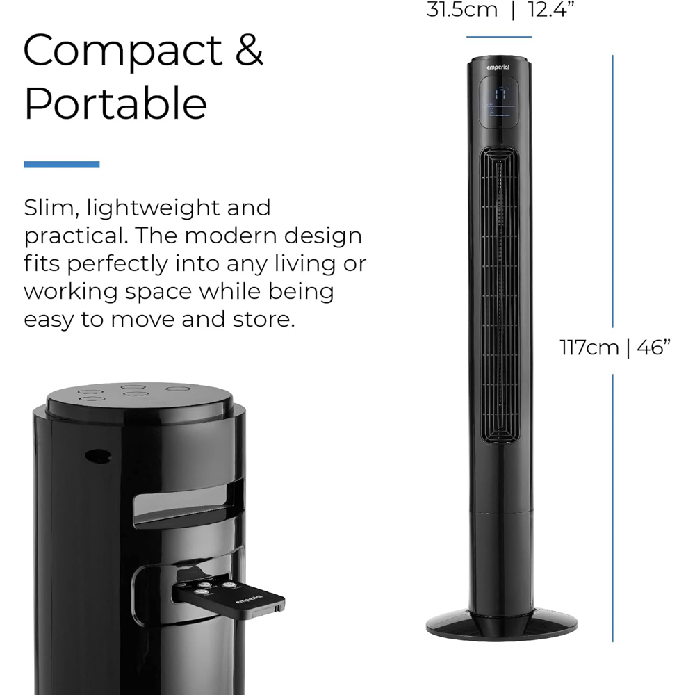Emperial Black Tower Fan with Remote Control 46 inch Image 9