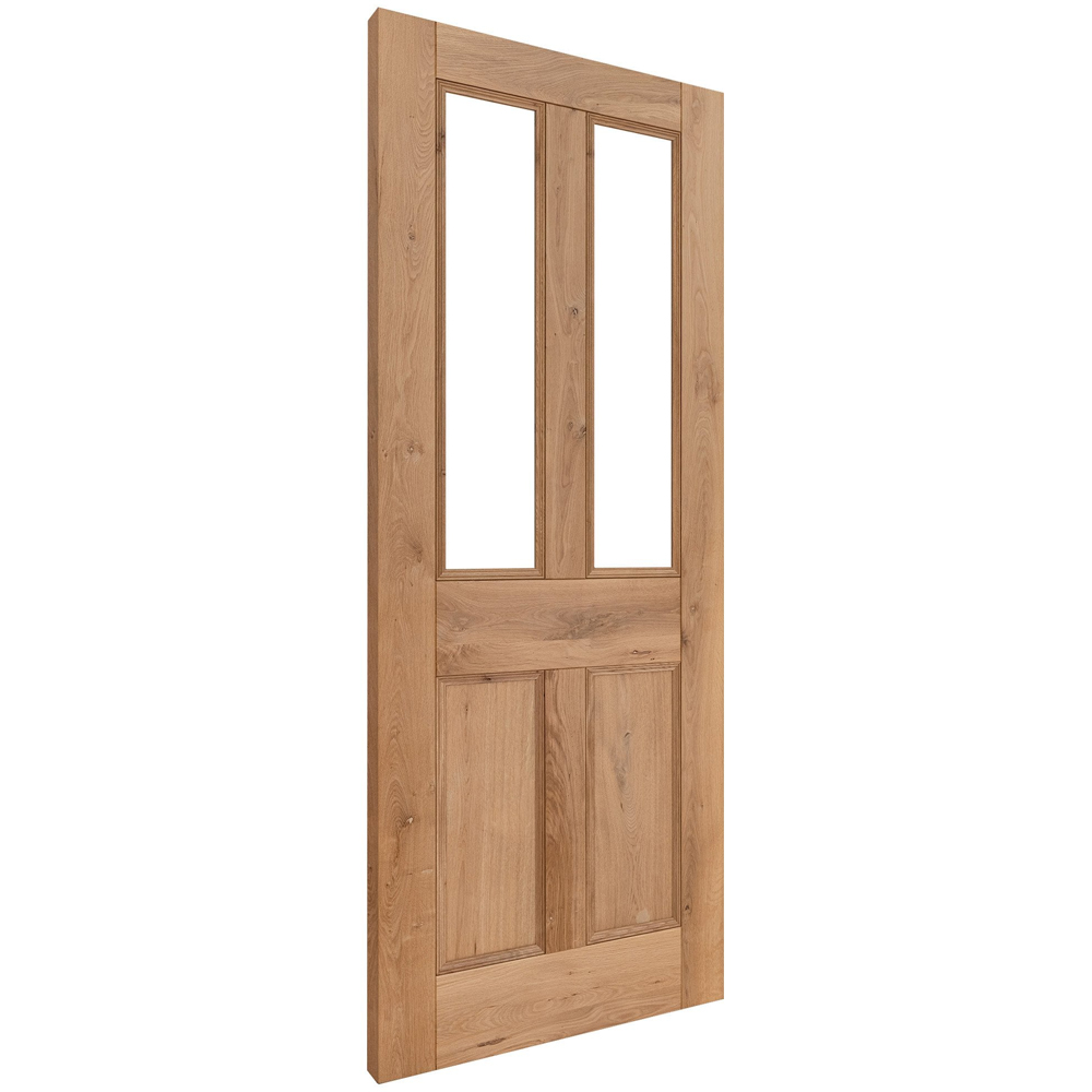 Malton Rustic Oak Veneer Finished 4 Panel Clear Glazed Internal Door 1981 x 838 x 35mm Image 2