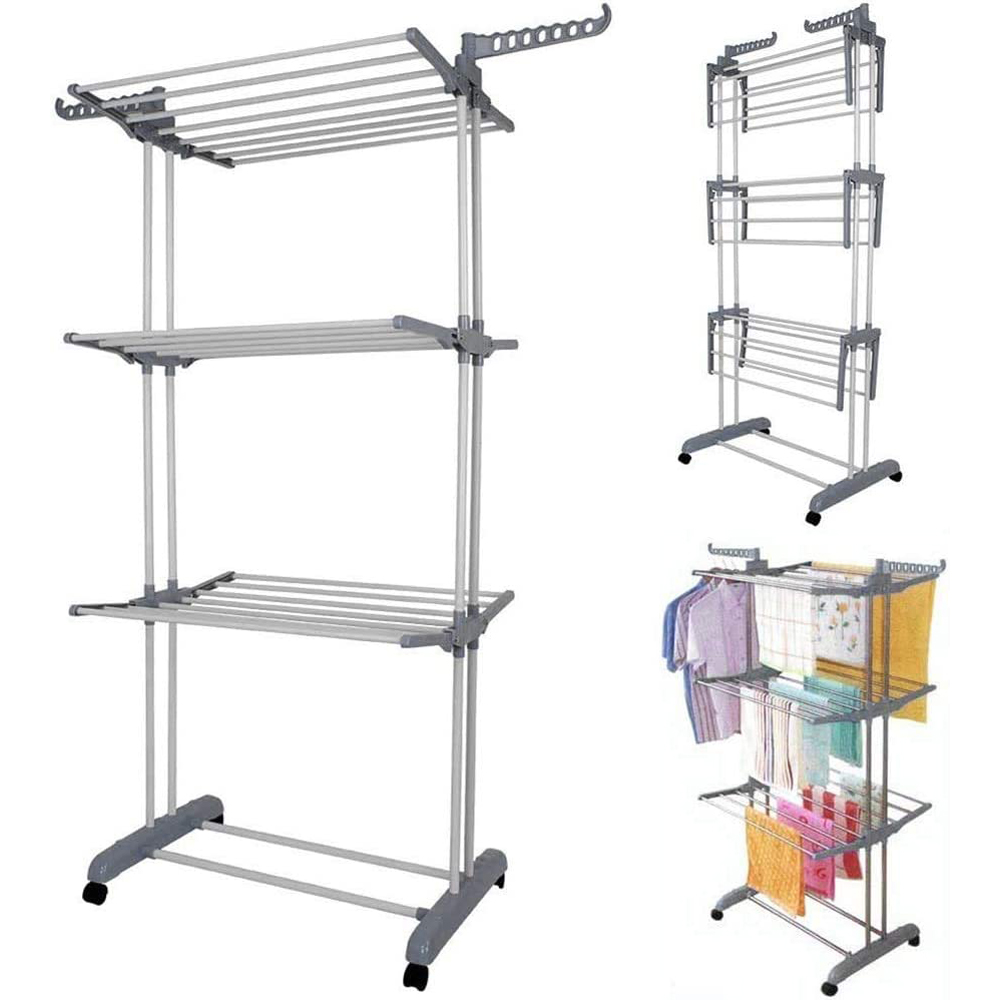 Groundlevel 3 Tier Foldable Indoor Outdoor Airer on Wheels Image 2