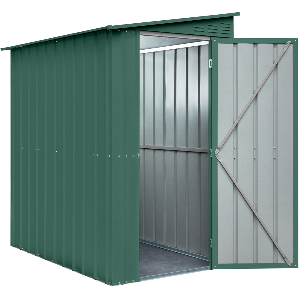 Globel 4 x 6ft Single Door Green Metal Lean To Garden Shed Image 2
