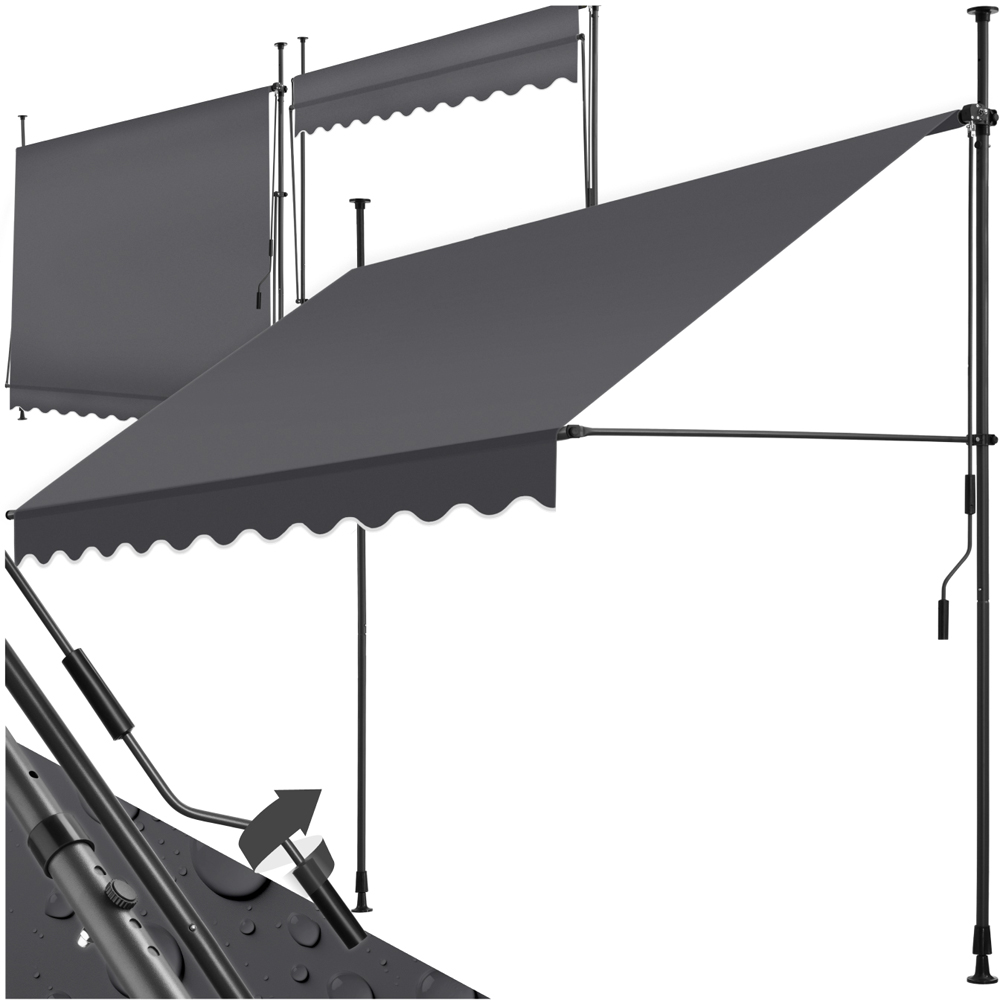 tectake Black and Grey Retractable Awning 2.5 x 1.8m Image 2