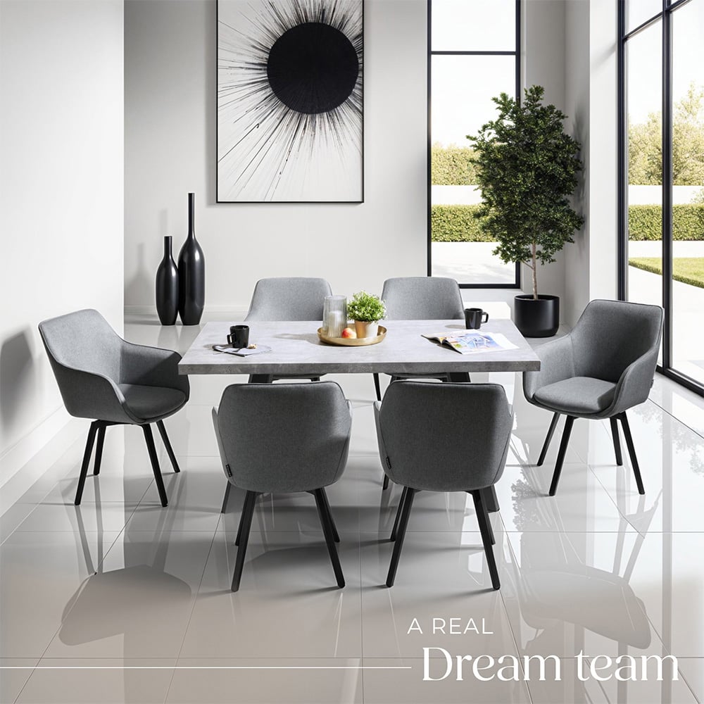 tectake Alicon Set of 6 Anthracite Dining Chair Image 4