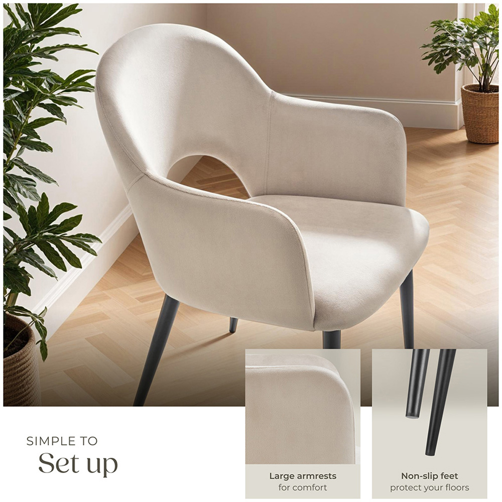 tectake Sasha Set of 6 Cream Velvet Dining Chair Image 4