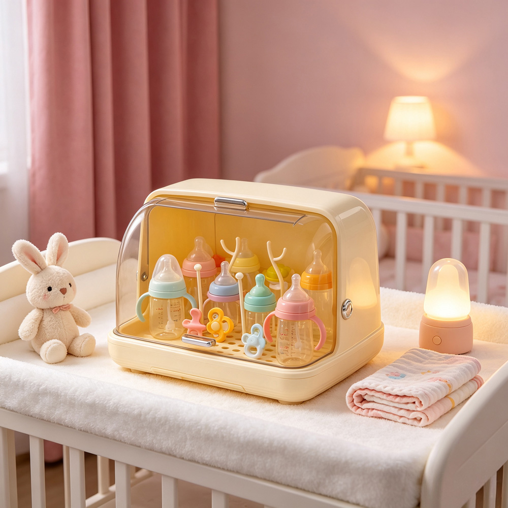 Living and Home Cream PP Baby Bottle Drying Rack with Lid Image 7
