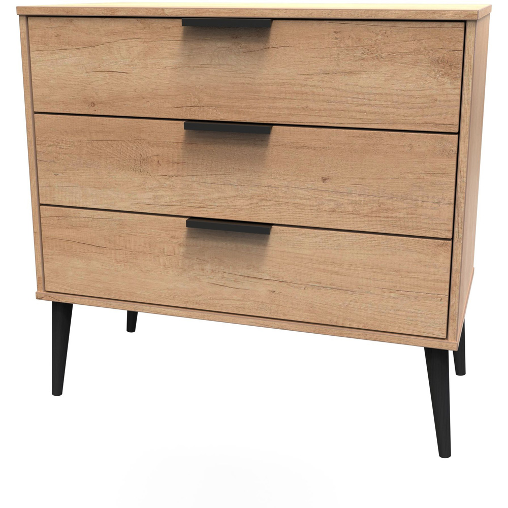 Crowndale Hong Kong 3 Drawer Nebraska Oak Chest of Drawers Ready Assembled Image 4