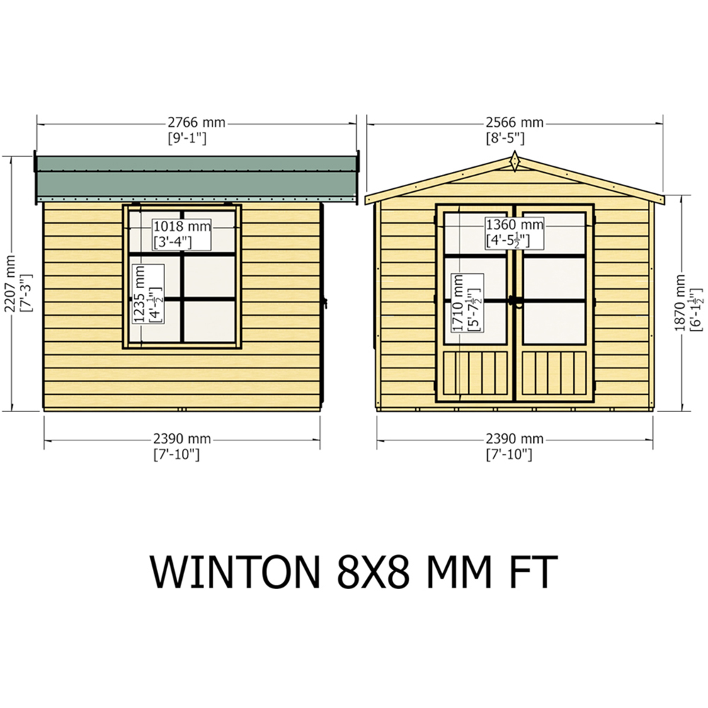 Shire Winton 8 x 8ft Double Door Shiplap Apex Summerhouse Image 5