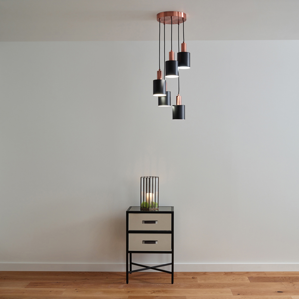 Pacific Lifestyle Biba 5 Drop Black and Antique Pendant Light Image 2