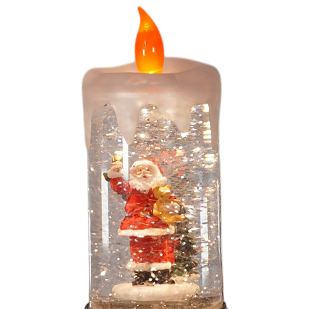 Xmas Haus Snow Swirl Glitter LED Candle Christmas Decoration 27cm Image 2