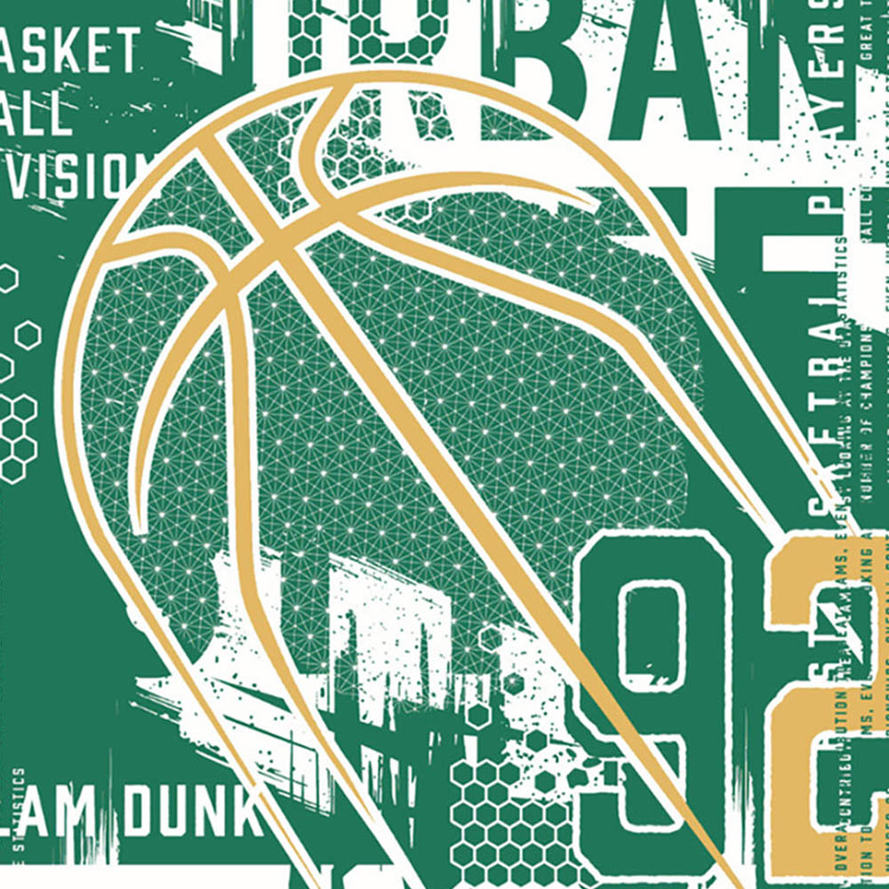 Origin Murals Modern Basketball Green Wall Mural Image 2