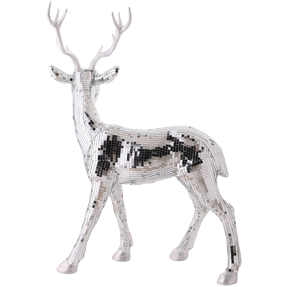 The Christmas Gift Co Disco Tiled Standing Reindeer Ornament Image 3