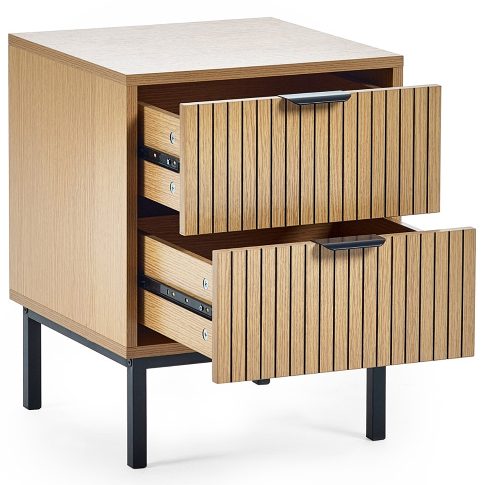 Julian Bowen Sia 2 Drawer Warm Wood Bedside Table Image 4