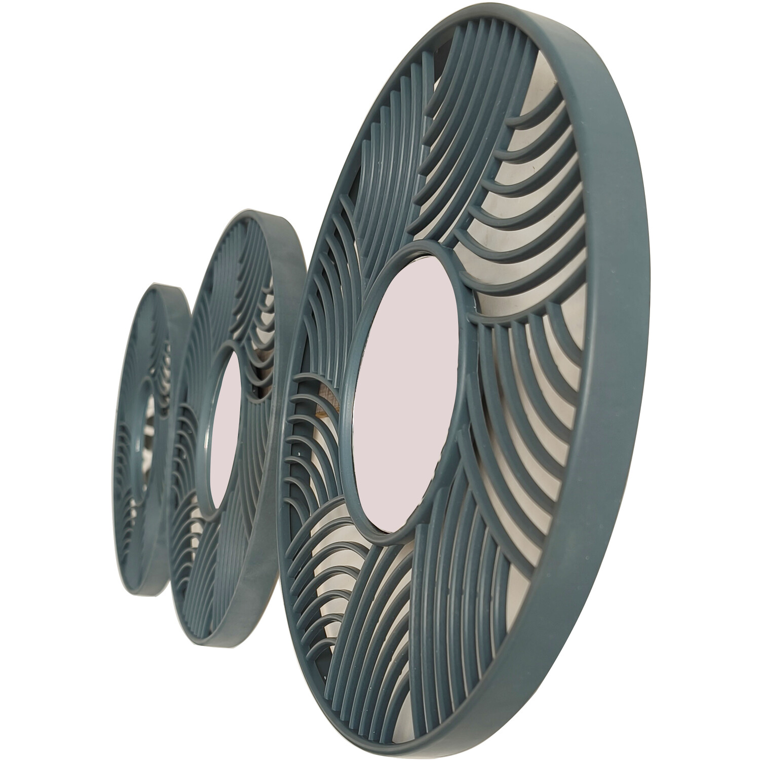 Set Of 3 Nerissa Blue Mirrors - Blue Image 2