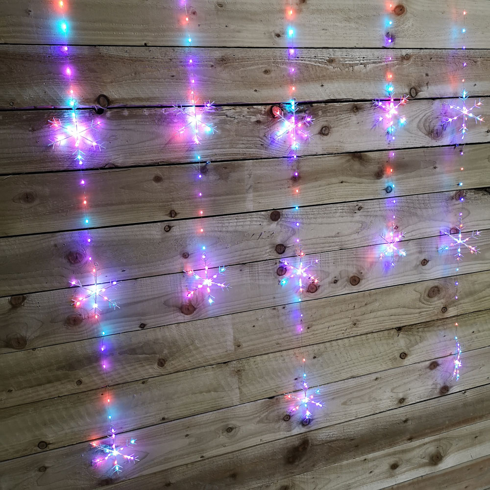 Samuel Alexander 390 Rainbow and Orange LED Snowflake Silver Curtain Light 1.3 x 1.2m Image 4