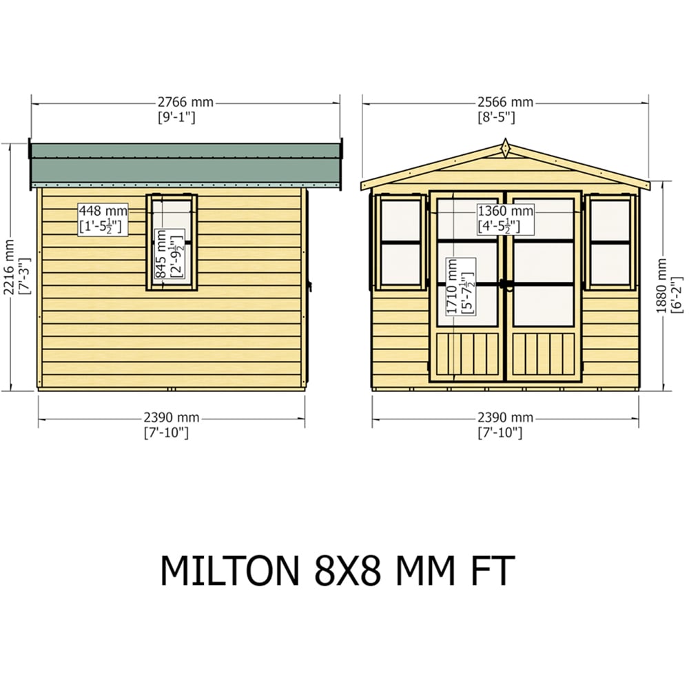 Shire Milton 8 x 8ft Double Door Shiplap Apex Summerhouse Image 7