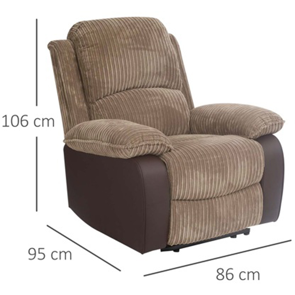 Comfy Living Brown Cord Fabric Electric Recliner Chair Image 8