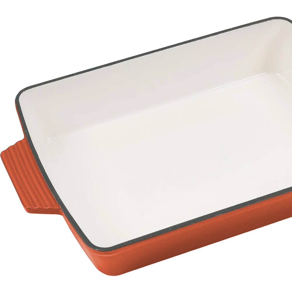 Living and Home 3.7L Orange Enamelled Cast Iron Rectangular Baking Dish Image 4