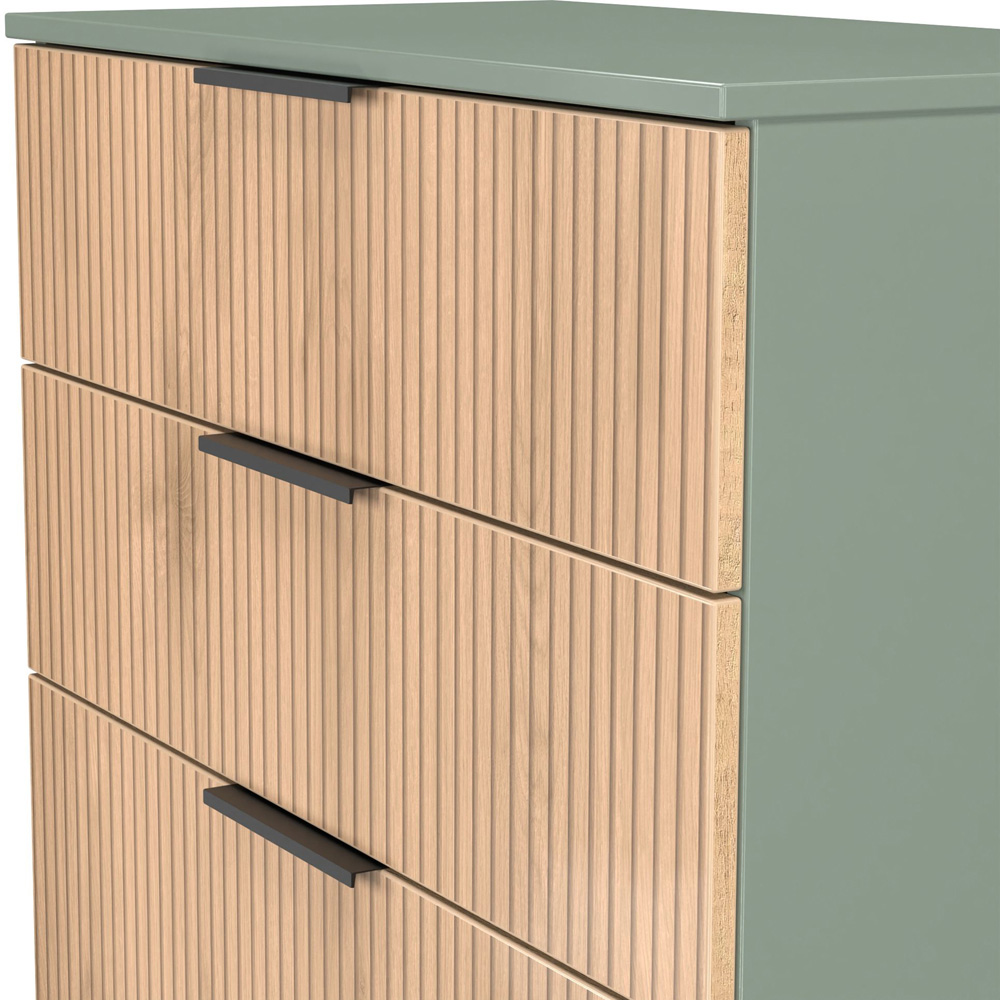 Crowndale Java 4 Drawer Slatt Effect and Reed Green Deep Chest of Drawer Image 6