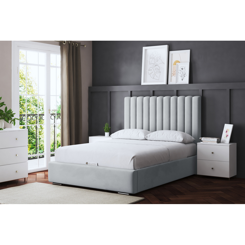 DS Living Evangeline King Size Silver Upholstered Ottoman Bed with Headboard Image 6